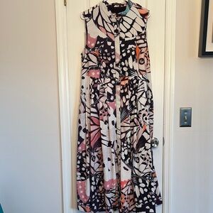 Butterfly Print Black and White Sleeveless Sundress